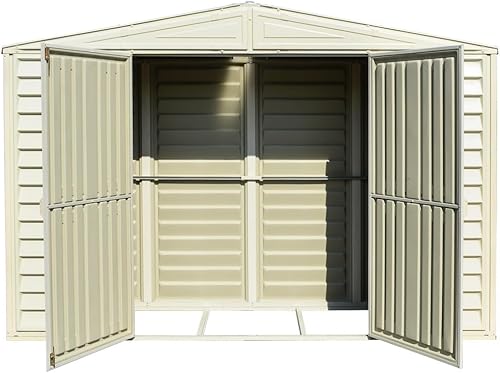 Miniatura 7 de Duramax SidePro Cobertizo de almacenamiento de vinilo para jardín de 10.5 pies x 3 pies  Hecho de resina de PVC ignífuga, solución impermeable para