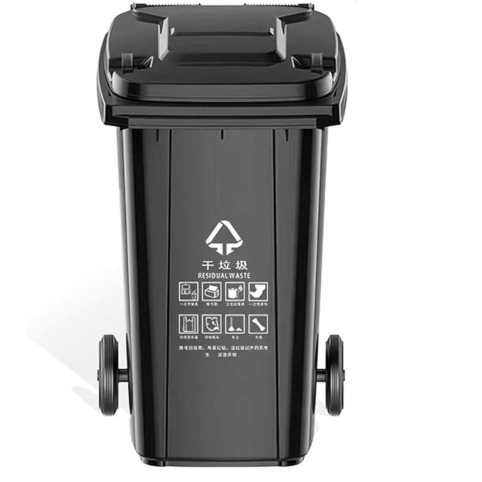 VITIWEDTY Outdoor Garbage Bin with Lid & Wheels, Heavy Duty, Large Capacity (80L/100L/120L/240L) For Home & Business Use (Black 240L)