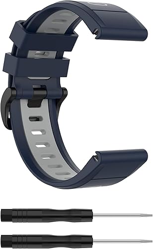 Vista 8 de Compatible con Garmin Fenix 6X Sapphire Band para mujeres y hombres, bandas de repuesto de silicona Quickfit de 0.86 pulgadas (1.024 in), correas