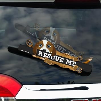 Rescue Me Pet WiperTags attach to rear vehicle wWipers. Made in USA. Rescue Me Blue