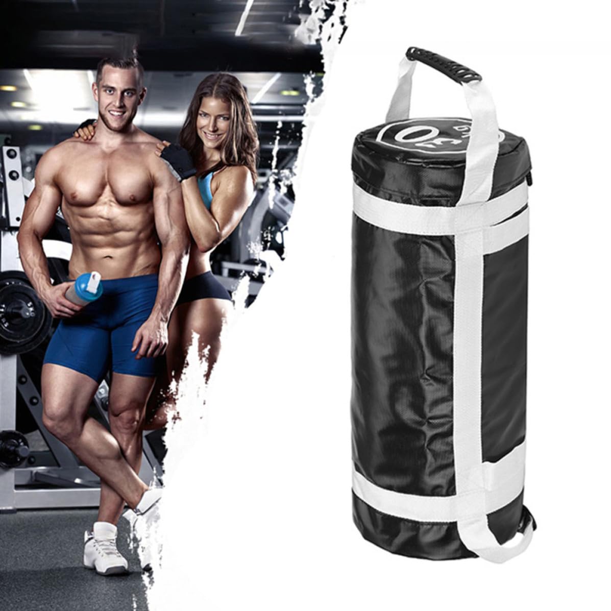 Abaodam Sacco da Allenamento Pesi, Borsa Fitness in PVC Bianco