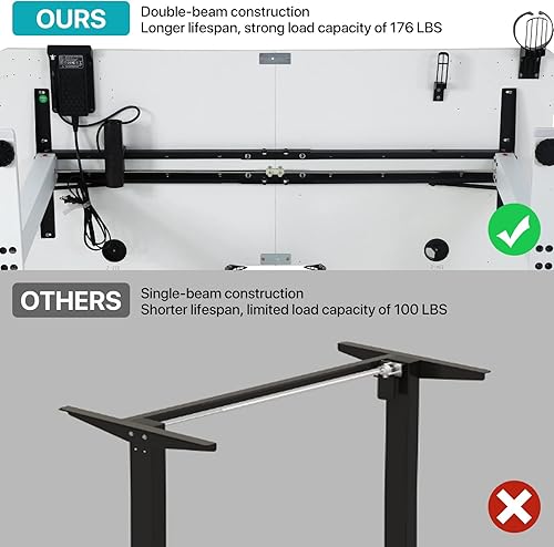 Miniatura 6 de HKLGorg Escritorio eléctrico de pie de 55 pulgadas, escritorio de pie ajustable en altura ajustable, escritorio para computadora en casa, oficina,