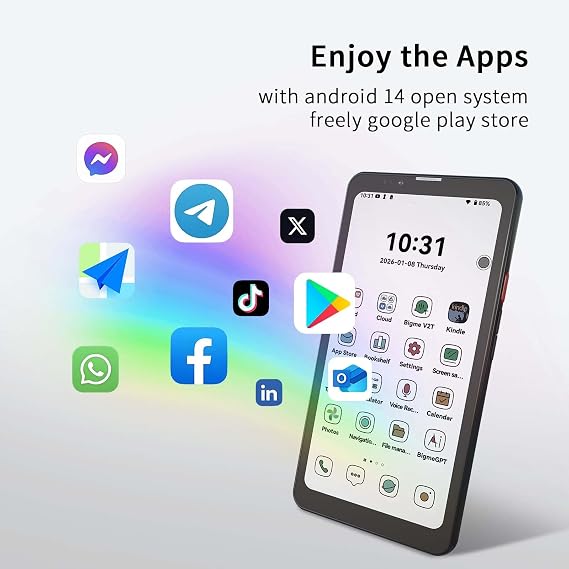 Bigme HiBreak Pro Color 6.13 ePaper E-Ink Phone with Fingerprint Unlock, NFC, 8GB+256GB, eBook Readers Android E Ink eReader Mobile Phone with Android 14, 5G Dual SIM, 300PPI, Long Battery Life Black