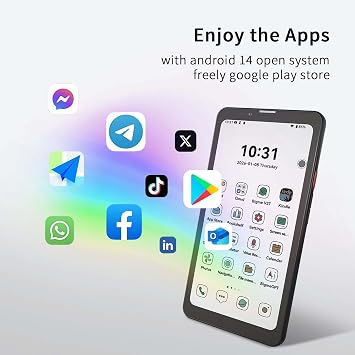 Bigme HiBreak Pro Color 6.13 ePaper E-Ink Phone with Fingerprint Unlock, NFC, 8GB+256GB, eBook Readers Android E Ink eReader Mobile Phone with Android 14, 5G Dual SIM, 300PPI, Long Battery Life Black