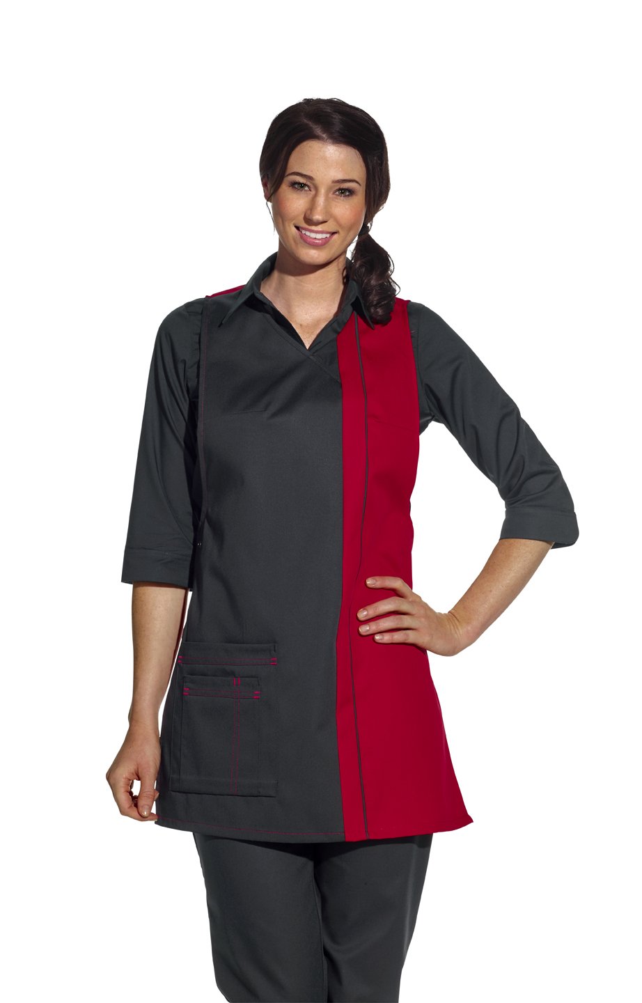 Grembiule con casula da donna I = 36-42 nero / rosso