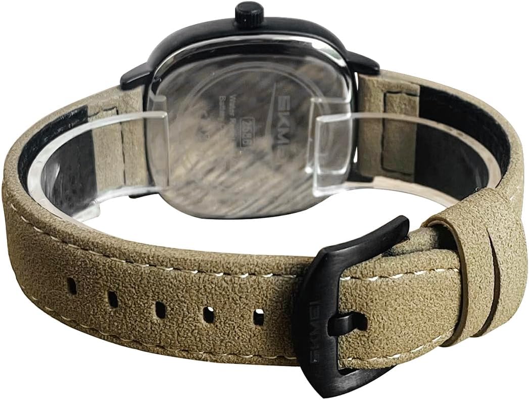 Leather Wrist Watch for Men Women Square Analog Watch Waterproof Gold Black Wrist Watches Mens Gift for Birthday Christmas Gifts for Him Her - Image 5