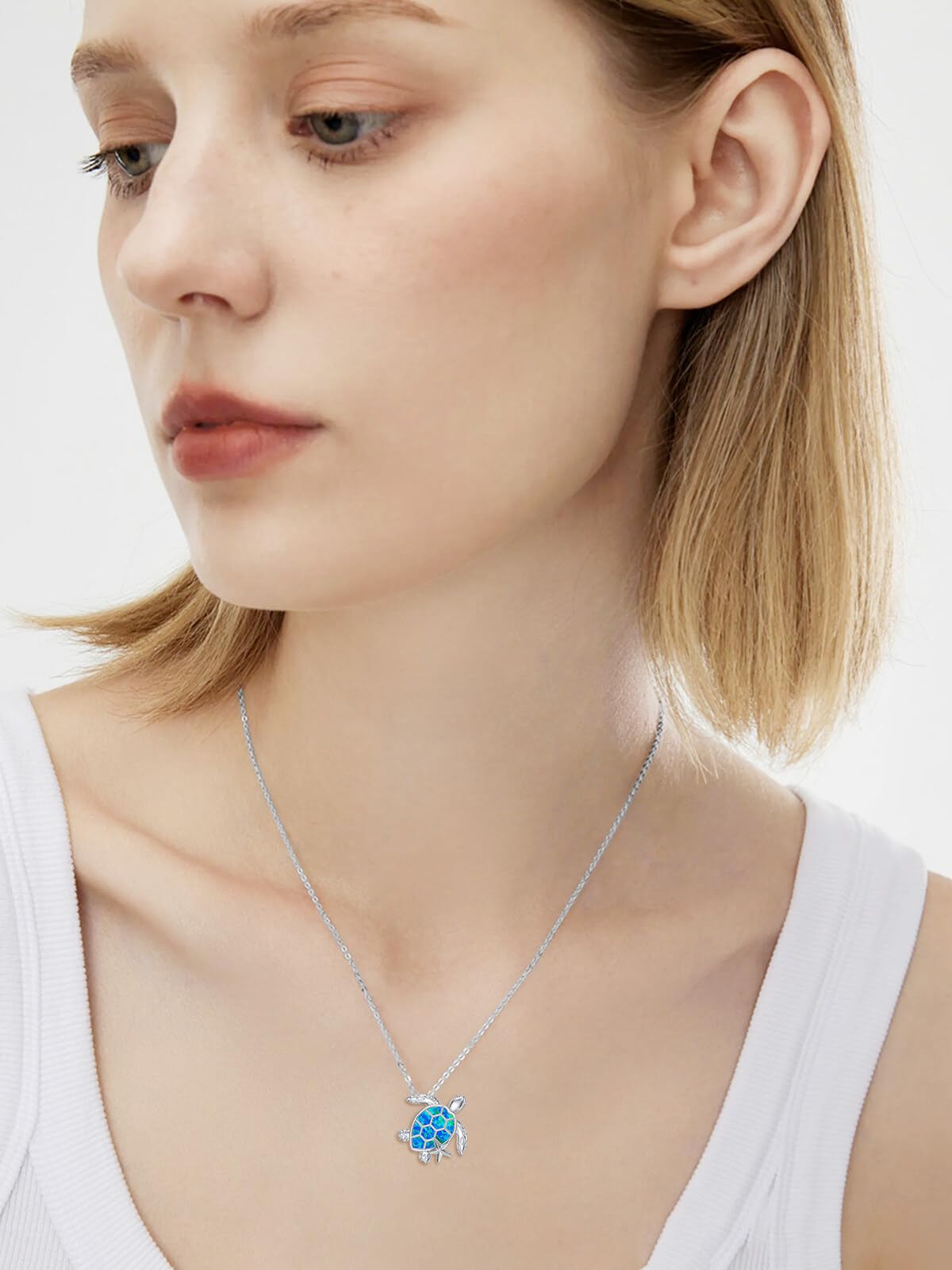 Dorunmo Collar de animales de plata de ley 925 ópalo abulón colgante joyas de animales regalos para mujer