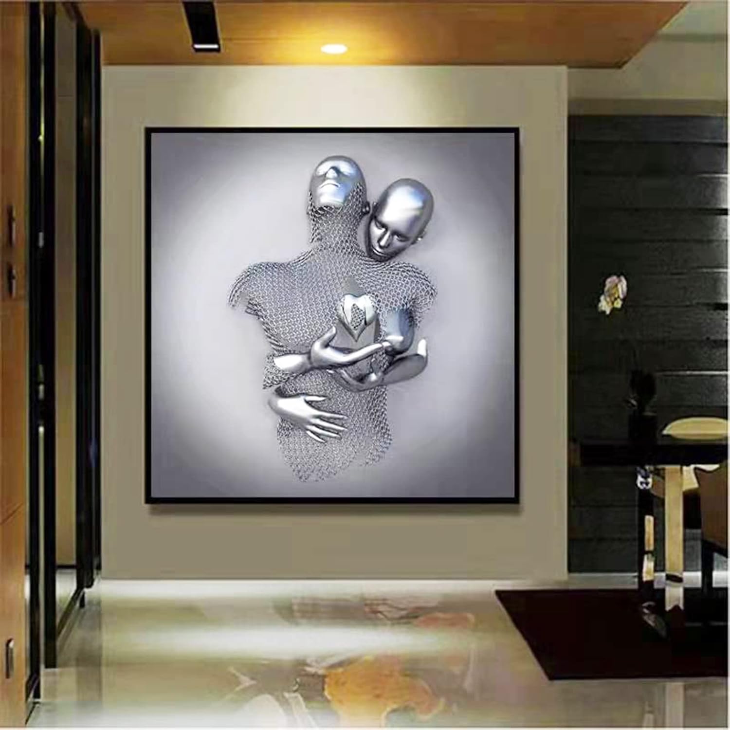 ZMURED 3D Wall Art Decor Artwork Figure Statue Modern Art Canvas Painting,Large Wall Art for Bathroom Bedroom Decoration (Hold Gray Heart) ZMURED 3D Wall Art Decor Artwork Figure Statue Modern Art Canvas Painting,Large Wall Art for Bathroom Bedroom Decoration (Hold Gray Heart)