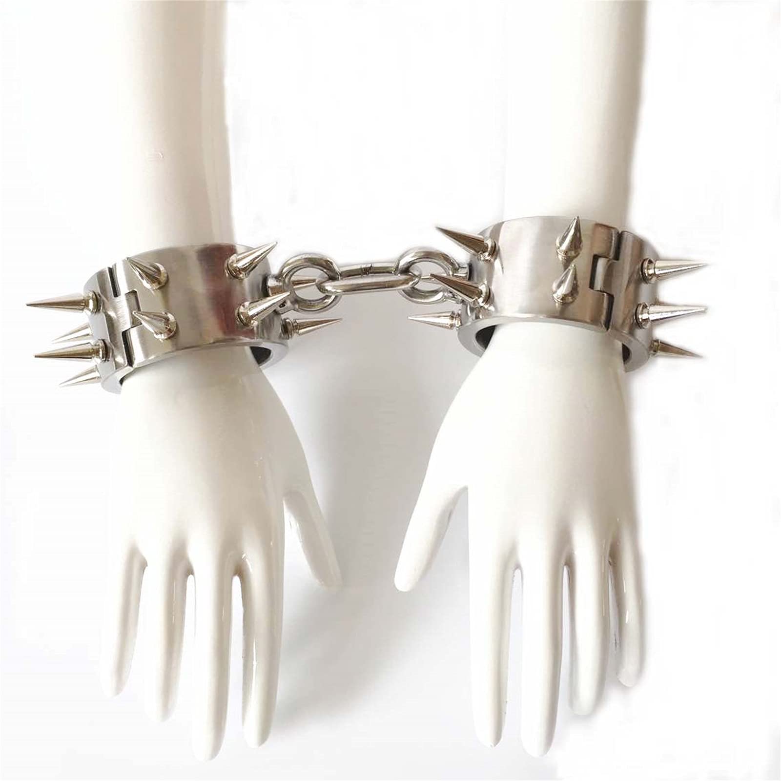 Manette in acciaio inossidabile Spiky Bondage Polsini da polso Fetish Slave Accessori erotici Manette con serratura Cosplay SM Tortura Giochi sessuali per adulti Giocattoli erotici per coppie,M