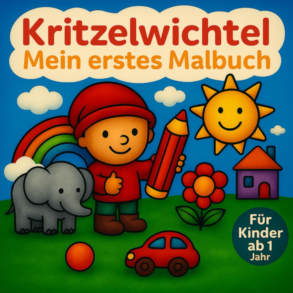 Kritzelwichtel – Kritzelbuch ab 1 Jahr: Mein erstes Malbuch ab 1 Jahr mit 60 großen Motiven und extra dicken Linien zum Ausmalen | Kritzelspaß für Kleinkinder