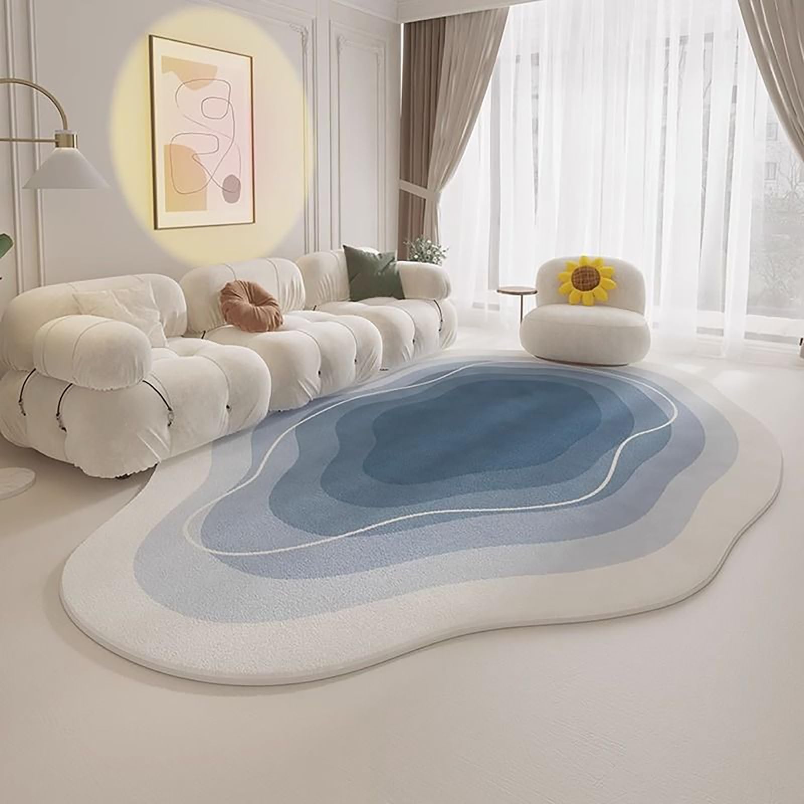 Tapis irrégulier en peluche – Tapis en mousse douce qui ne perd pas ses poils pour la décoration du salon, tapis de sol confortable facile à nettoyer, idéal pour le confort et le style de la maison