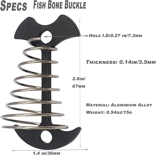 Miniatura 4 de Juego de 8 clavijas de anclaje de aleación de aluminio de 2.6 pulgadas para tienda de campaña, estacas de anclaje con cuerda de resorte, hebilla de