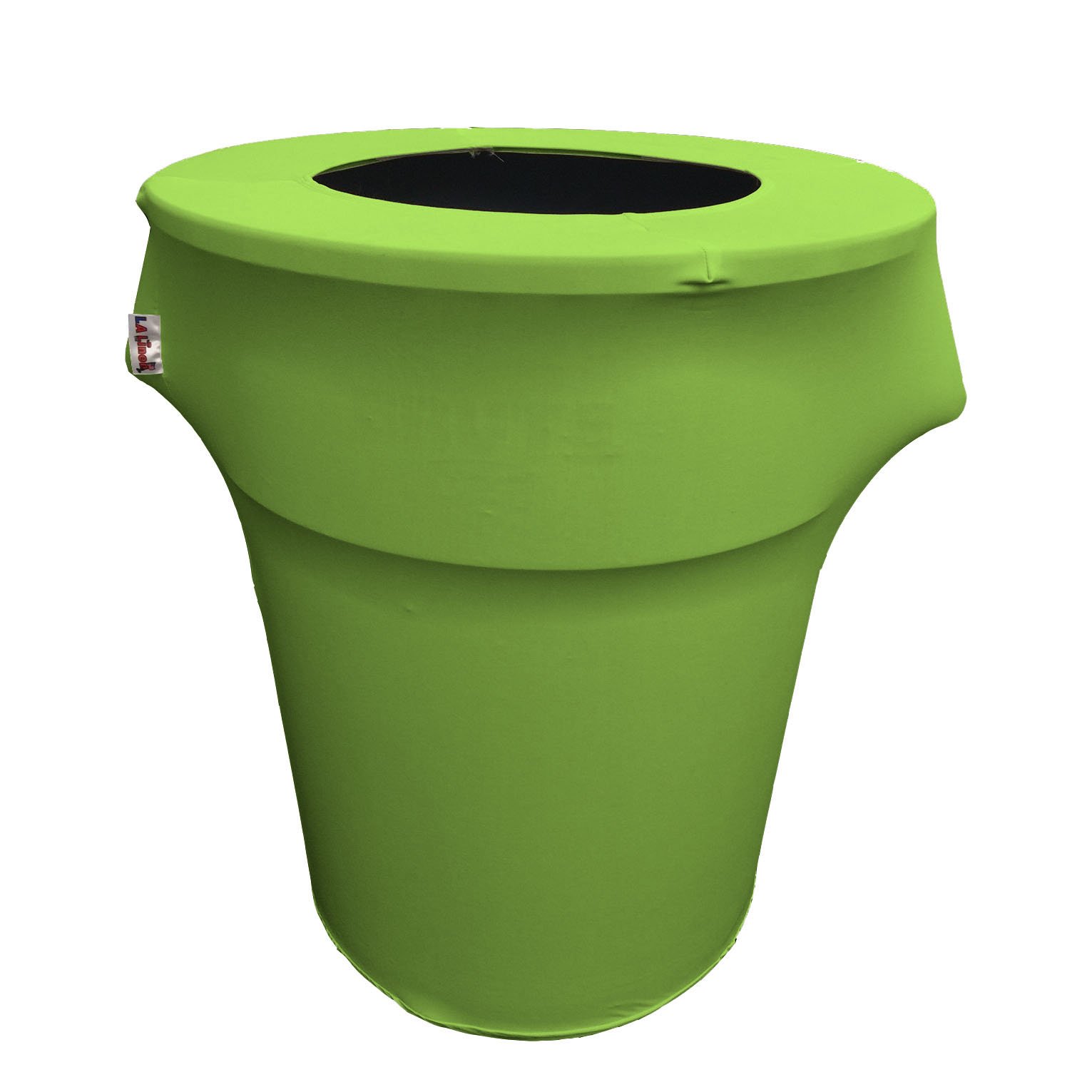 LA Linen Stretch Spandex Fitted Trash Can Cover 55-Gallon Round, Bin Waste Container Cover, Outdoor Indoor Patio Backyard Decor, Lime