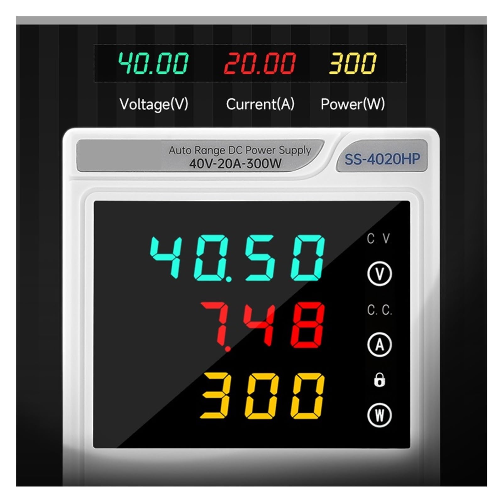 Zmienny Laboratoryjny Zasilacz Prądu Stałego Regulowany 40 V/20 A/300 W Regulator Napięcia Stabilizator Przełączający Źródło Zasilania Laboratoryjnego Łatwa Precyzyjna Regulacja(SS-4020HP)