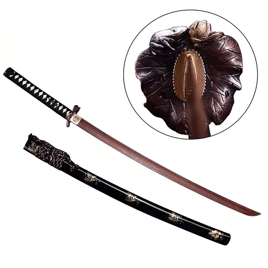 直刃の木製鞘付き刀 Amazon.co.jp: 天然木サムライ直刀 鞘付き 100cm 手作り刀 木製