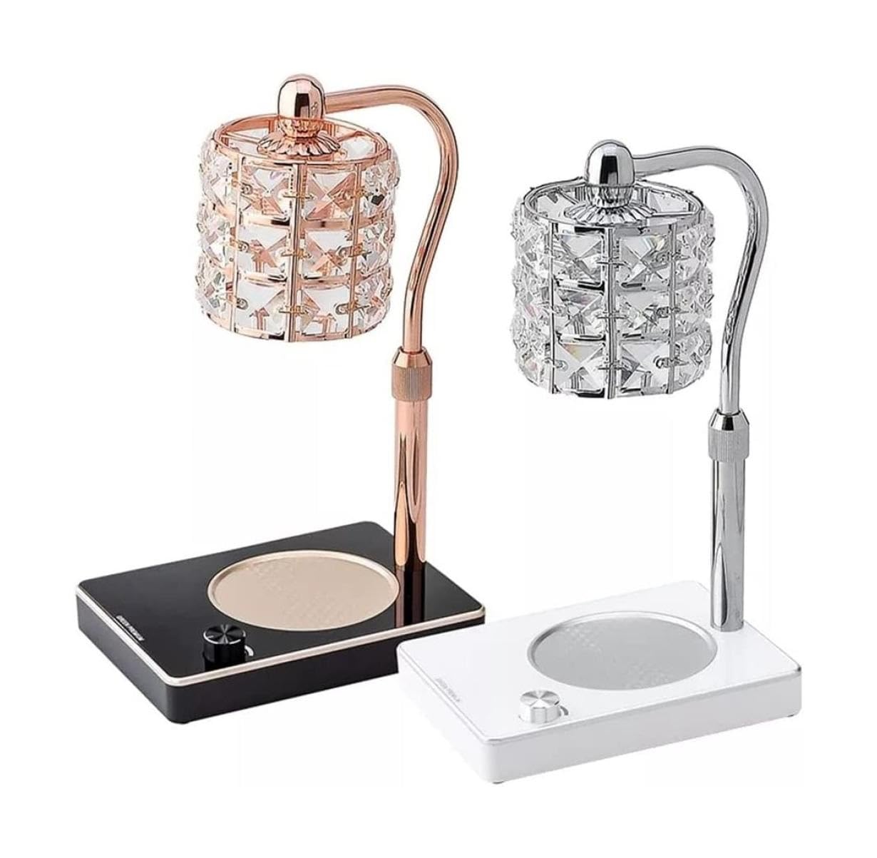 Lampada a cera che si scioglie senza fuoco, scaldacandele in cristallo for favorire il sonno in bagno, sala yoga e ingresso(Svart)