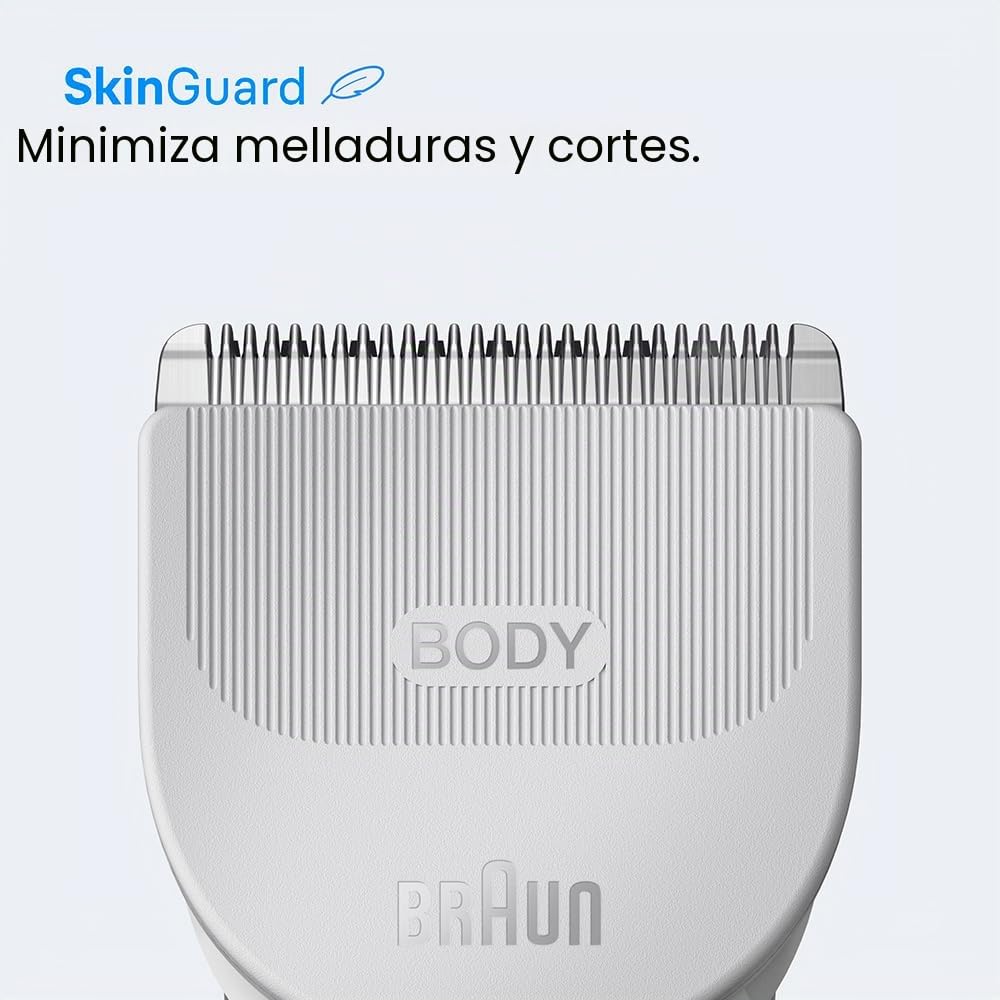 Braun Recortadora de cuerpo Series 3, 3 utensilios de cuidado, tecnología SkinGuard, tiempo de funcionamiento de 80 minutos, suave para zonas sensibles, cuidado y recorte, impermeable, BG3530, gris