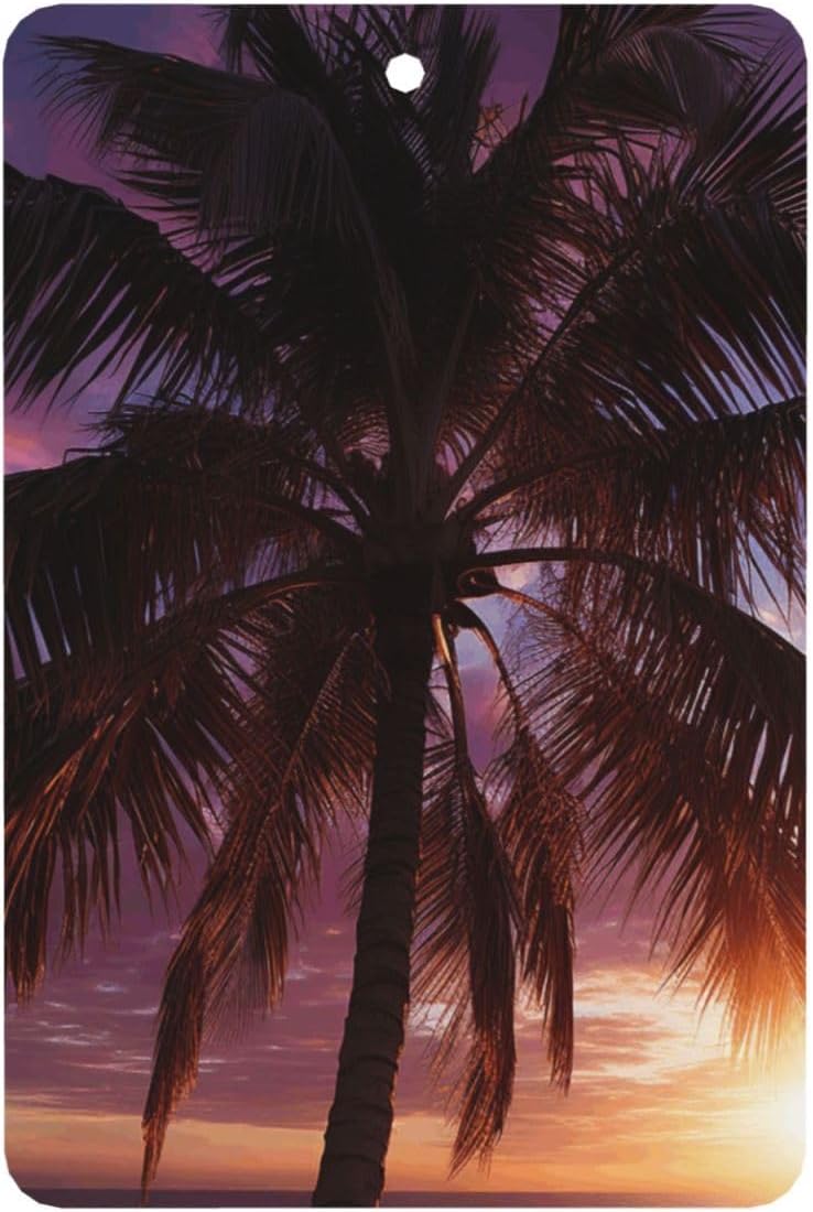 Car Air Freshener 24 PCS Palm Tree Purple Sunset Hanging Car Air Fresheners Auto Interior Decor Card Freshener Strong Scented Card Lavender Cars Scents for Office Bedroom Close Drawer Rectangle