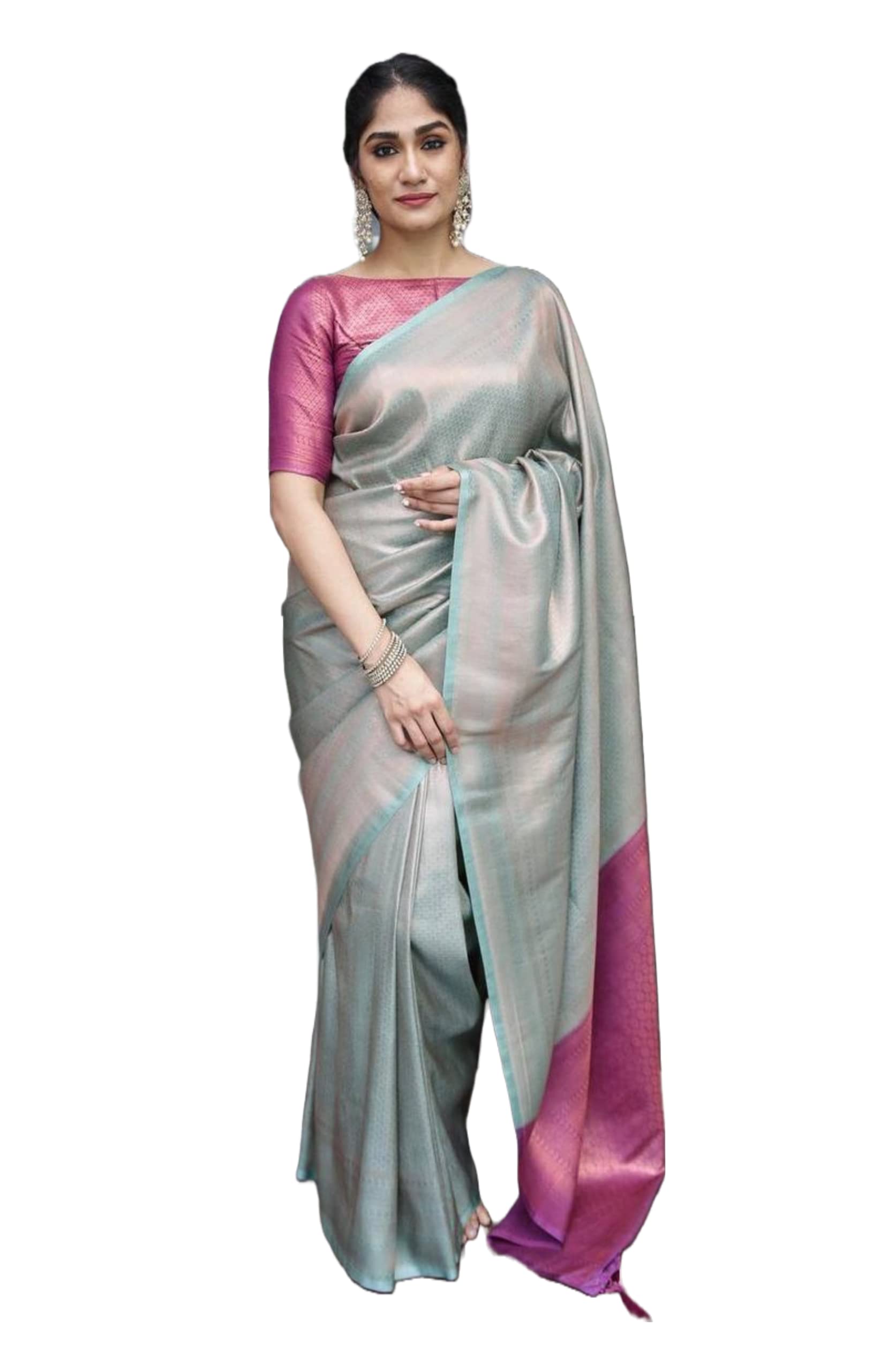 SGF11Women's Trendy Kanjivaram Soft Lichi Silk Saree With Blouse Piece