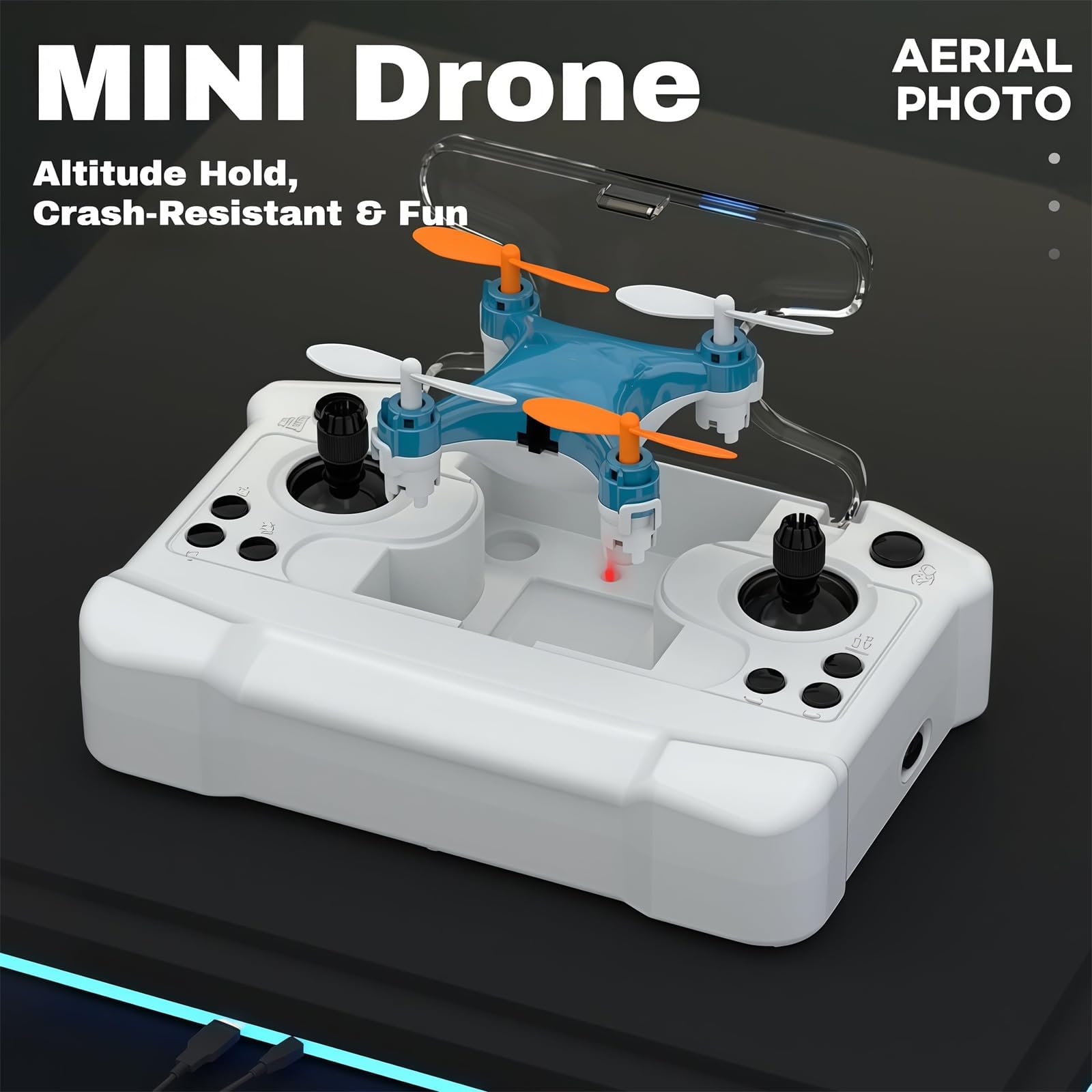 All-Ages Mini Drone with Easy Stunt Flights & 360° Tricks - Perfect Beginner-Friendly Flyer, 2026 New Mini Drone Beginner with Led & Altitude Hold & Propeller Protection (Blue+Black)