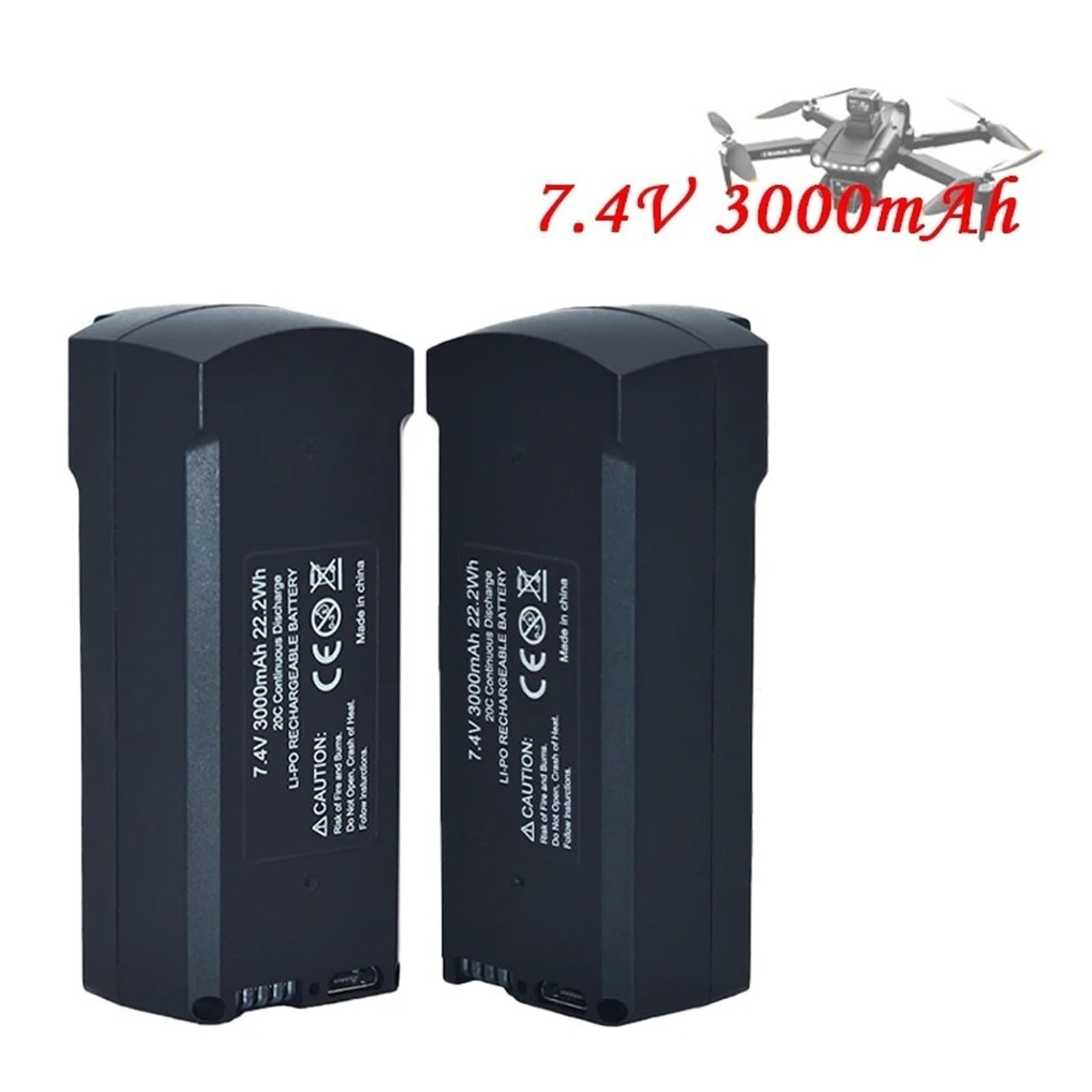 Bateria Lipo 7,4 V 3000 mAh, kompatybilna z akumulatorem do drona V198 MAX PRO RC Quadcopter Akcesoria zapasowe(As shown 2Pcs)