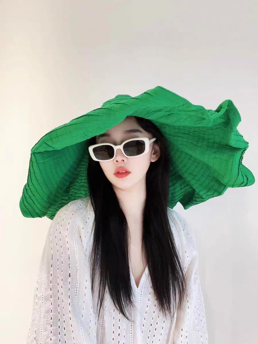 Oversized Sun Hats for Women Extra Large Wide Brim Beach Hat Foldable Roll up Floppy - Image 7