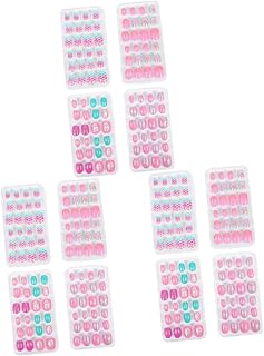 FRCOLOR 12 Caixas De Desenhos Animados Unhas Postiças Presentes De Sereia Decoração Unhas Curtas Coração Unhas Postiças Unhas Falsas Adesivos De Unhas Falsas Decalque