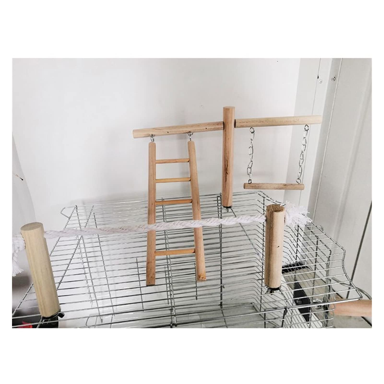 Vogelspielzeug Papagei Kletterleiter Swing Toy Natürliche Holz Vogel Conure Käfig Stehen Seilstange