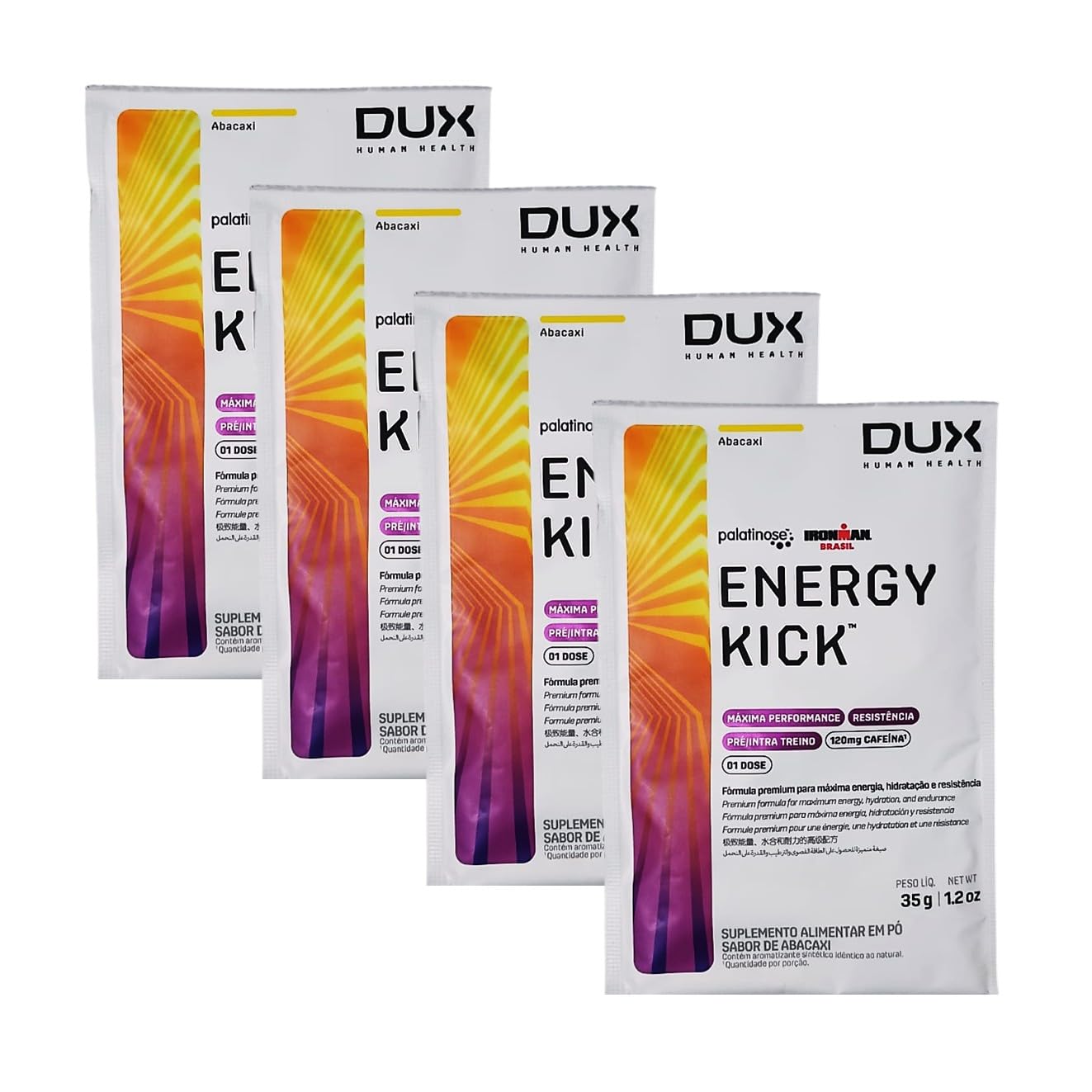 DUX Energy Kick™ Pré/Intra Treino, Sabor Abacaxi, com Palatinose e