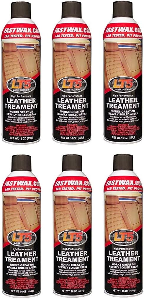 RGS Labs LT5 Leather Treatment (6 Pack, 16 oz Each) | Professional-Grade Leather & Vinyl Cleaner and Conditioner | High-Cling Foam Spray for Easy Application | Restores Luster & Softness
