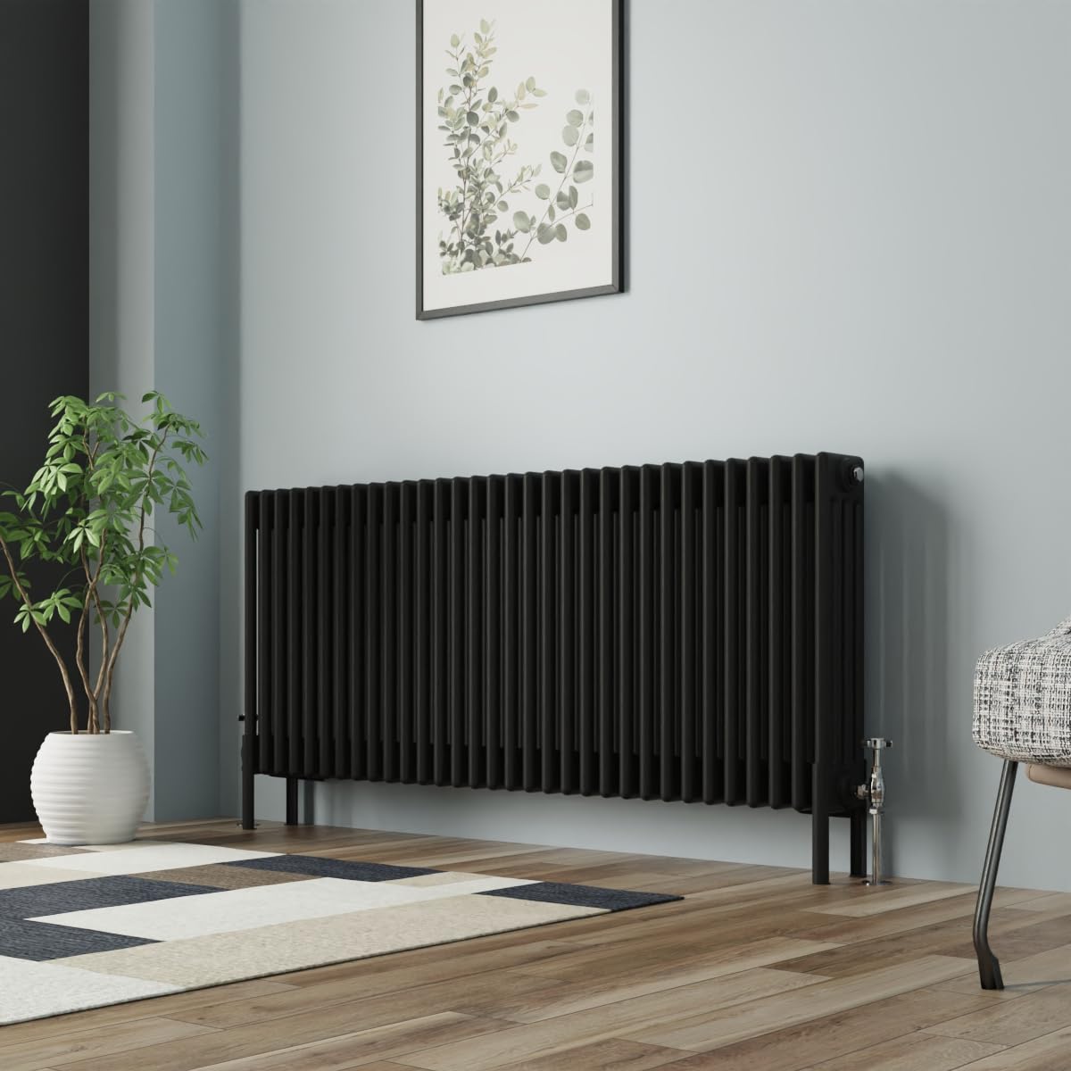 NRG Cast Iron Radiator Four Column 600x1460mm Black
