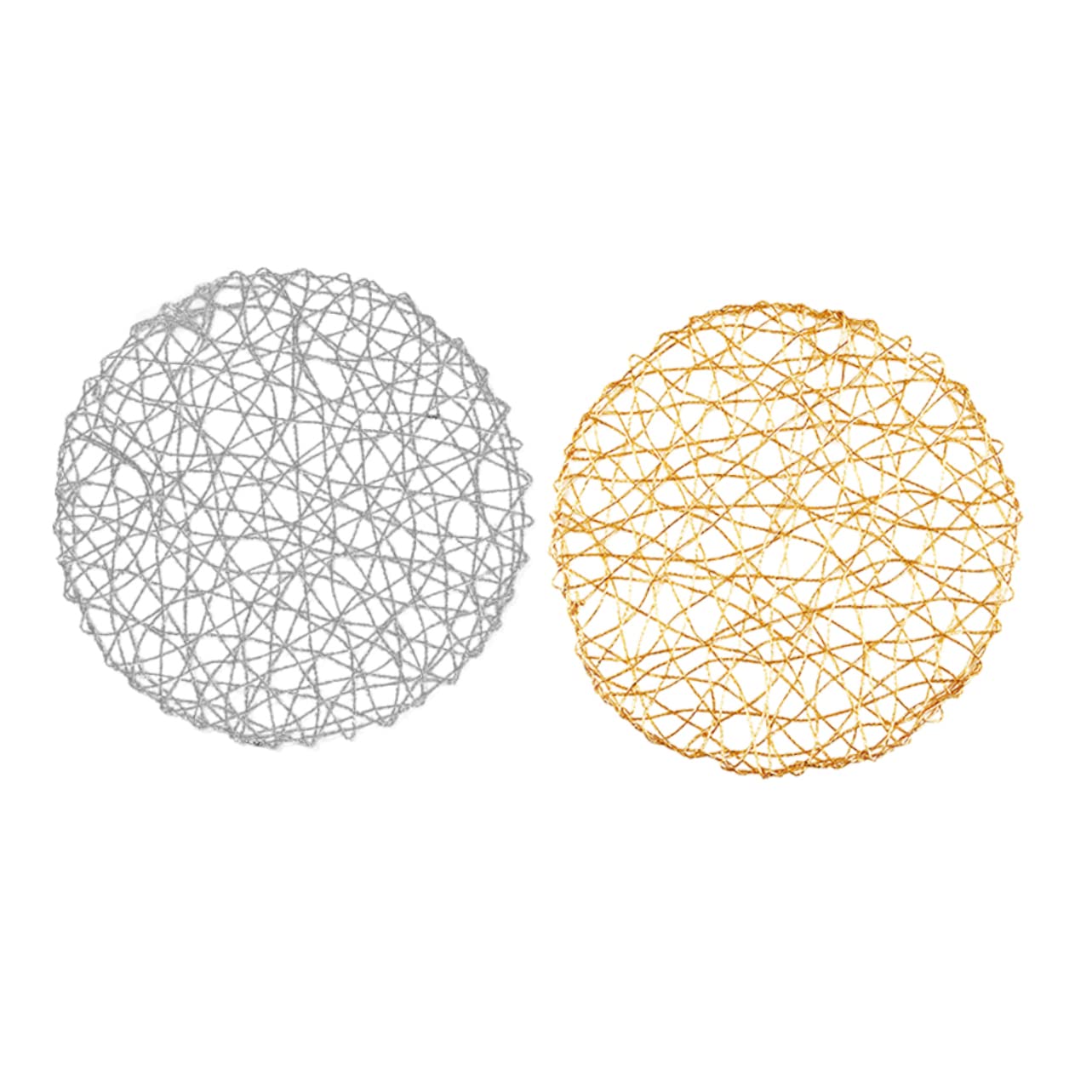 ABOOFAN 3 Set Di Tovagliette Per Tavolo Rotonde in Tessuto Fatte A Mano in Fibra Di Carta Cave Eleganti Argento O Dorate Decorazione Rotonda 2 Pezzi * 3