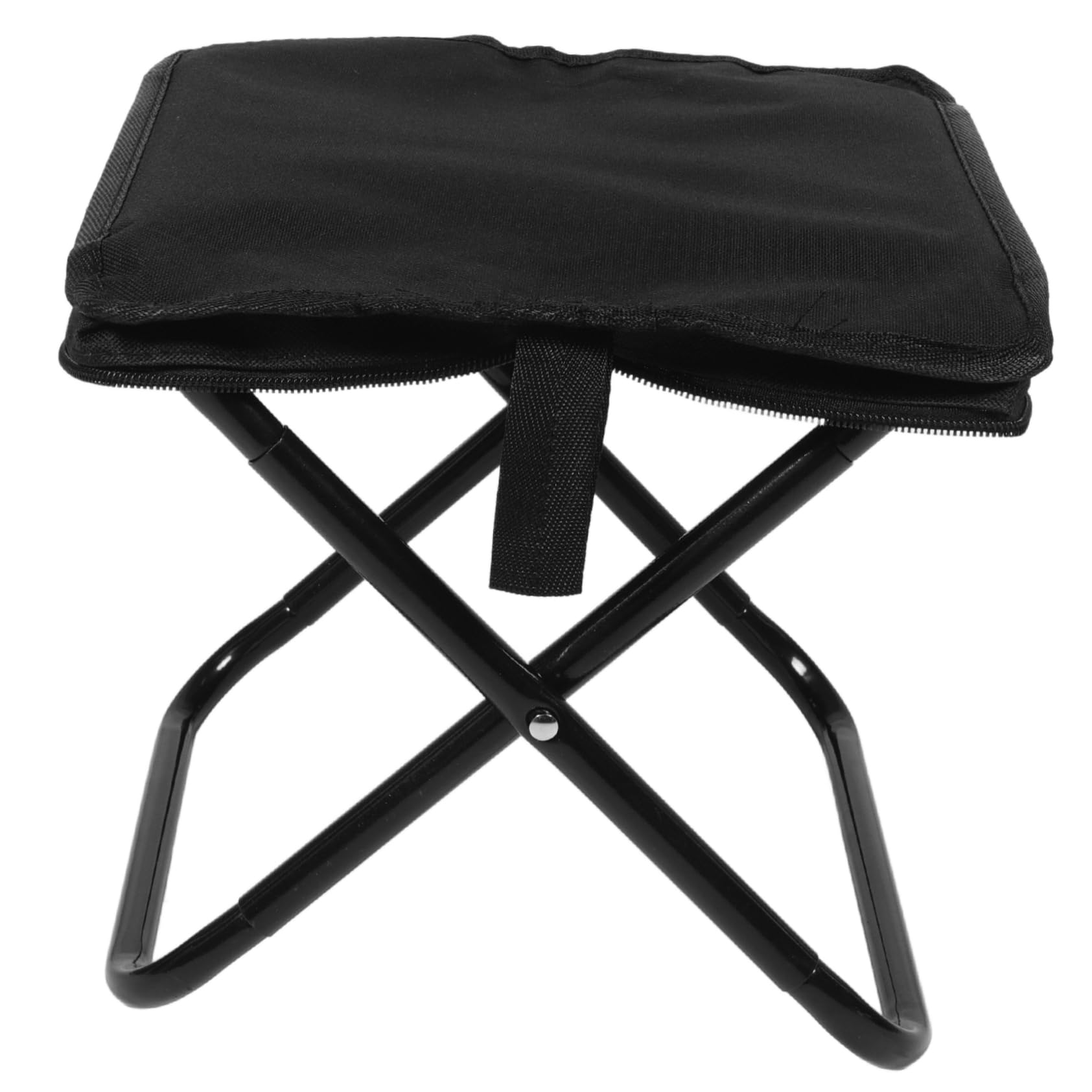 Toddmomy Sgabello Pieghevole da Campeggio Nero Oxford e Tubo D'acciaio, Sedia Portatile Robusta e Versatile Borsa a Zip per Picnic e Barbecue All'aperto