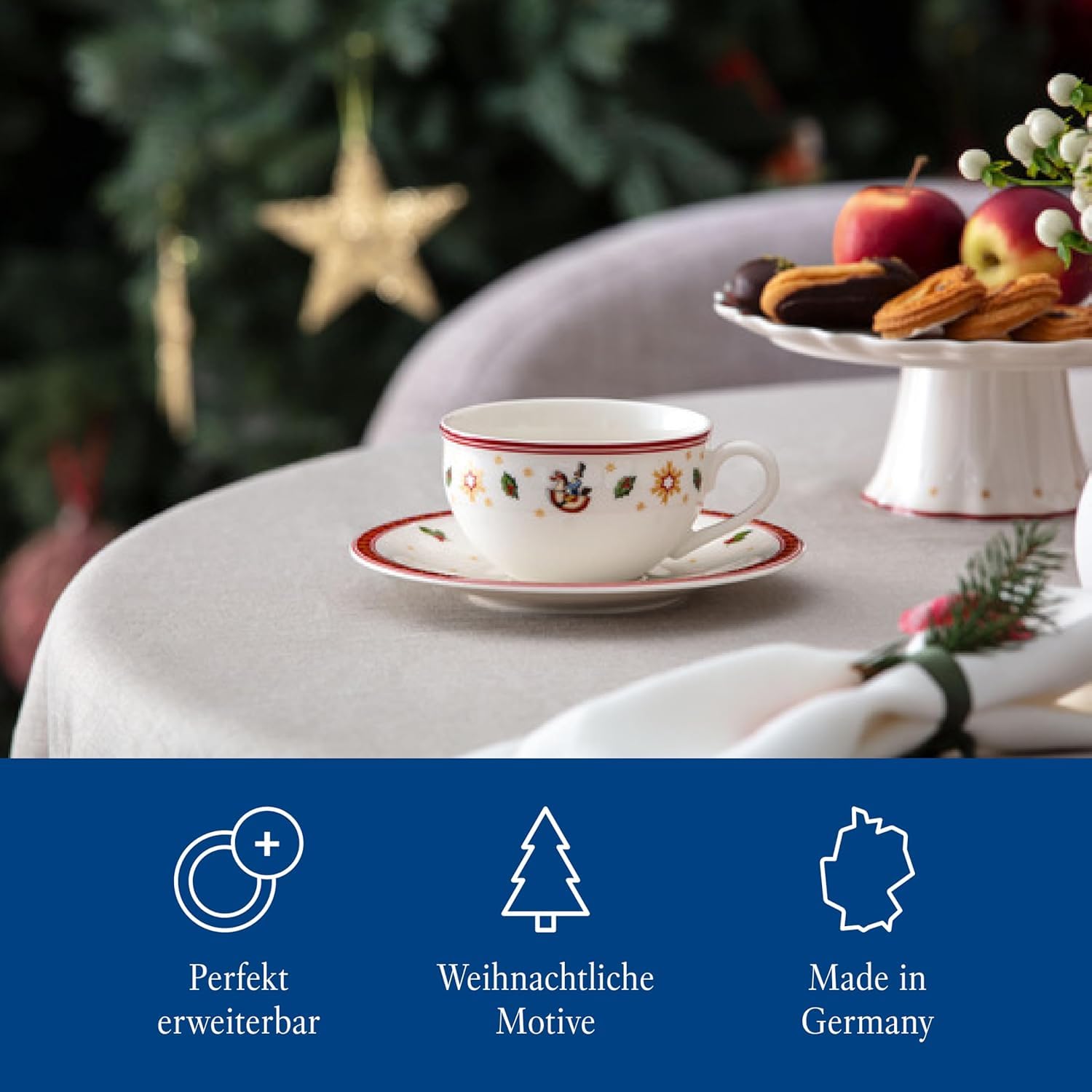 Villeroy & Boch – Toy's Delight Specials Kaffee-Untertassen 6er Set Weiß, Untertassen, Kaffeuntertassen Weihnachten, Geschirr, Weihnachtsgeschirr Toys, Premium Porzellan