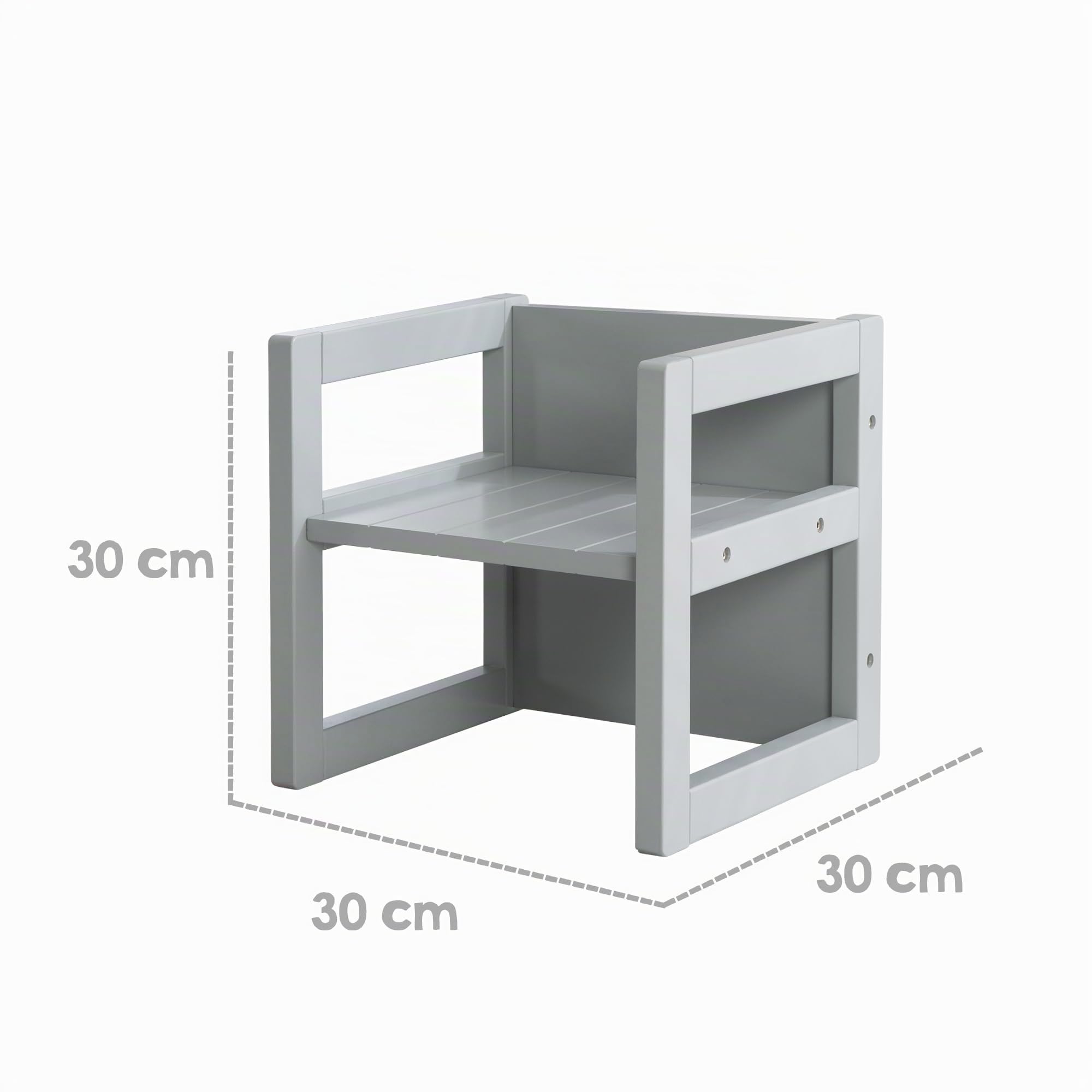 roba Chaise Enfant Grise et Réversible sur 3 Hauteurs d'Assise - 30 x 30 cm - Capacité max. 60 kg - Tabouret Enfant Style Campagne