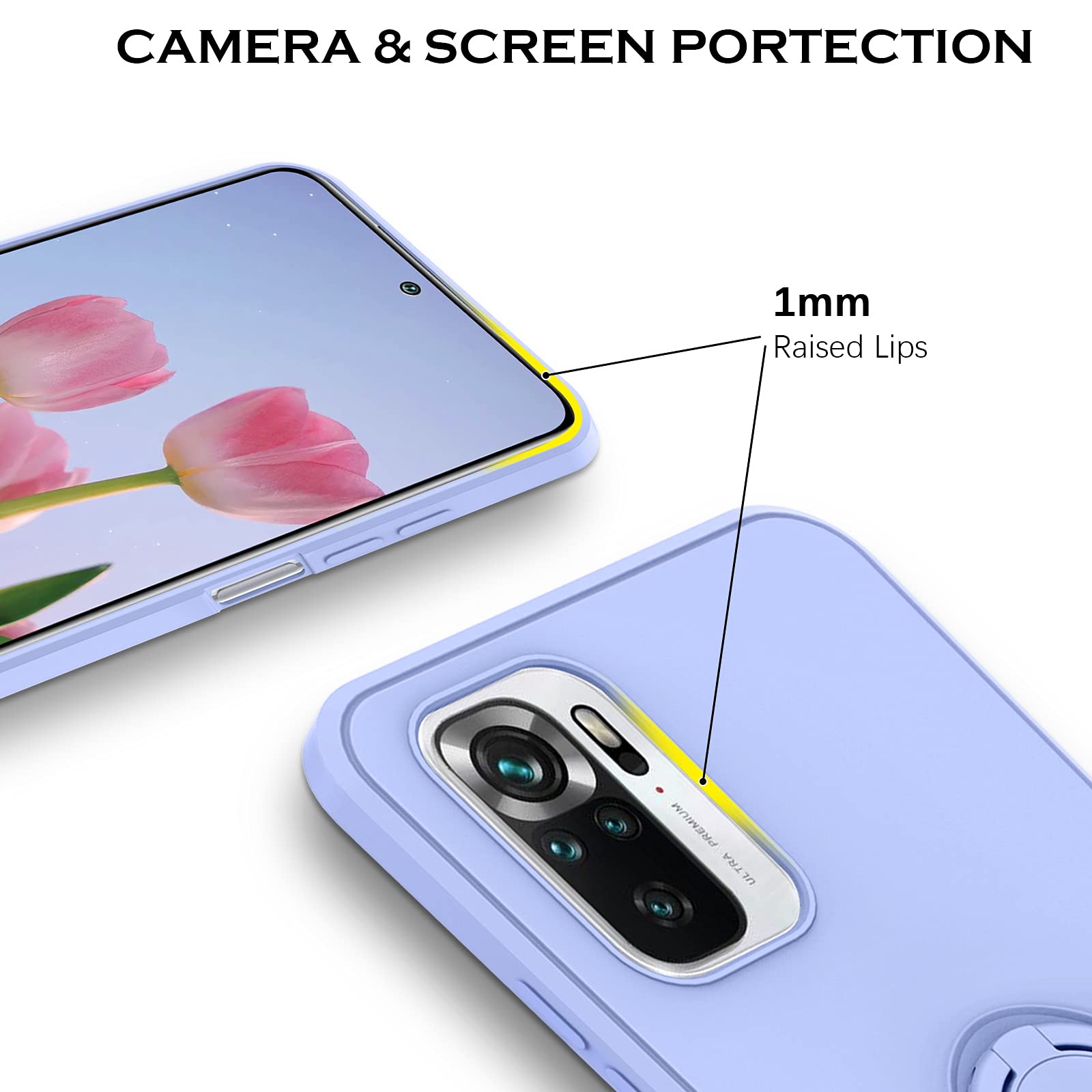 XINYEXIN Coque Pour Xiaomi Redmi Note 10 4G / Redmi Note 10S 4G Avec Anneau Support Rotatif à 360 Degrés, Souple TPU Silicone Case Antichoc Housse Bague Étui Pour Redmi Note 10