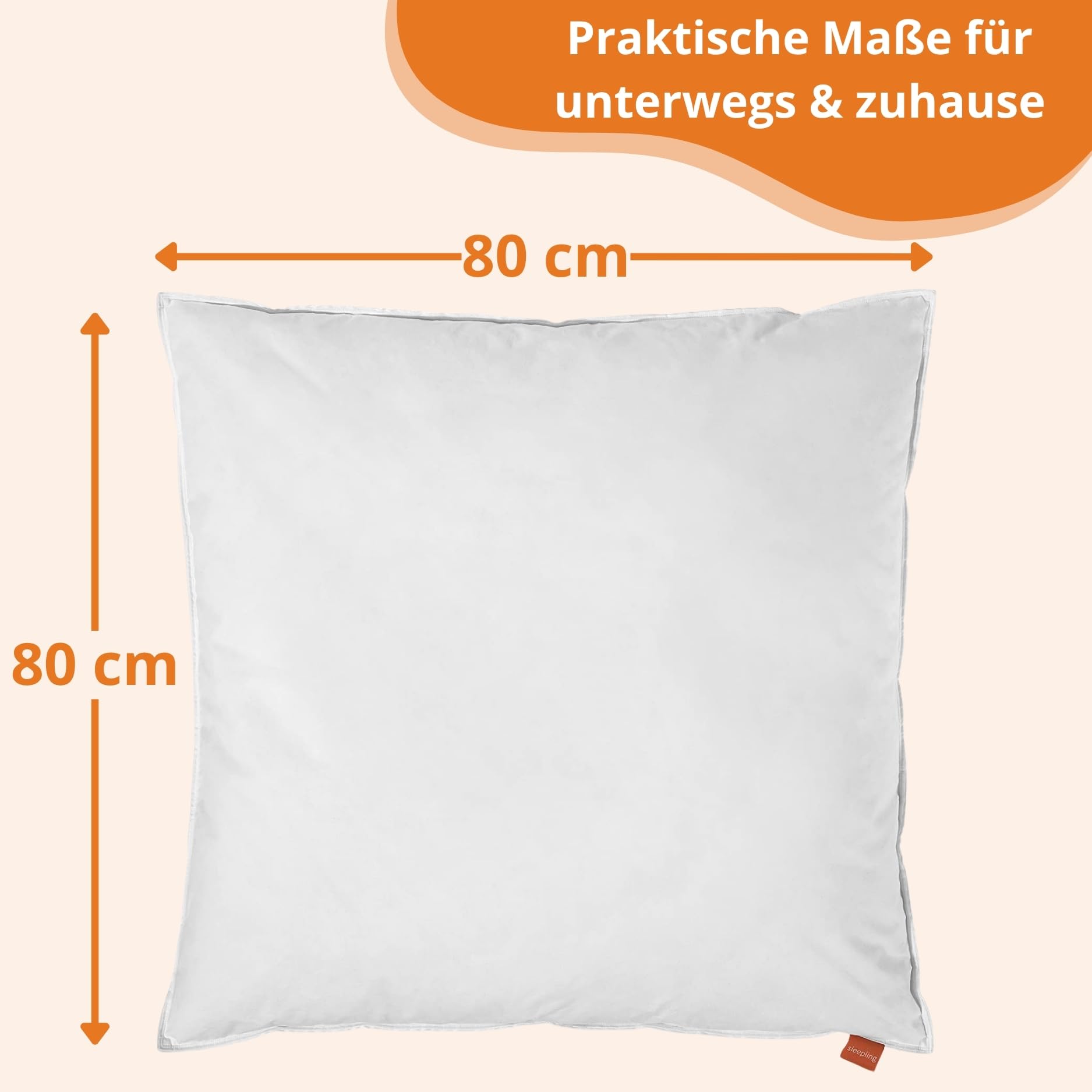 sleepling Kinderwagenkissen 80x80 cm, Baby Daunendecke, Kissen für Kinderwagen aus 100% Baumwolle, 400 gr. Federn & Daunen, Downpass, Kinderwagendecke 80 x 80 cm, Waschbar, Made in EU