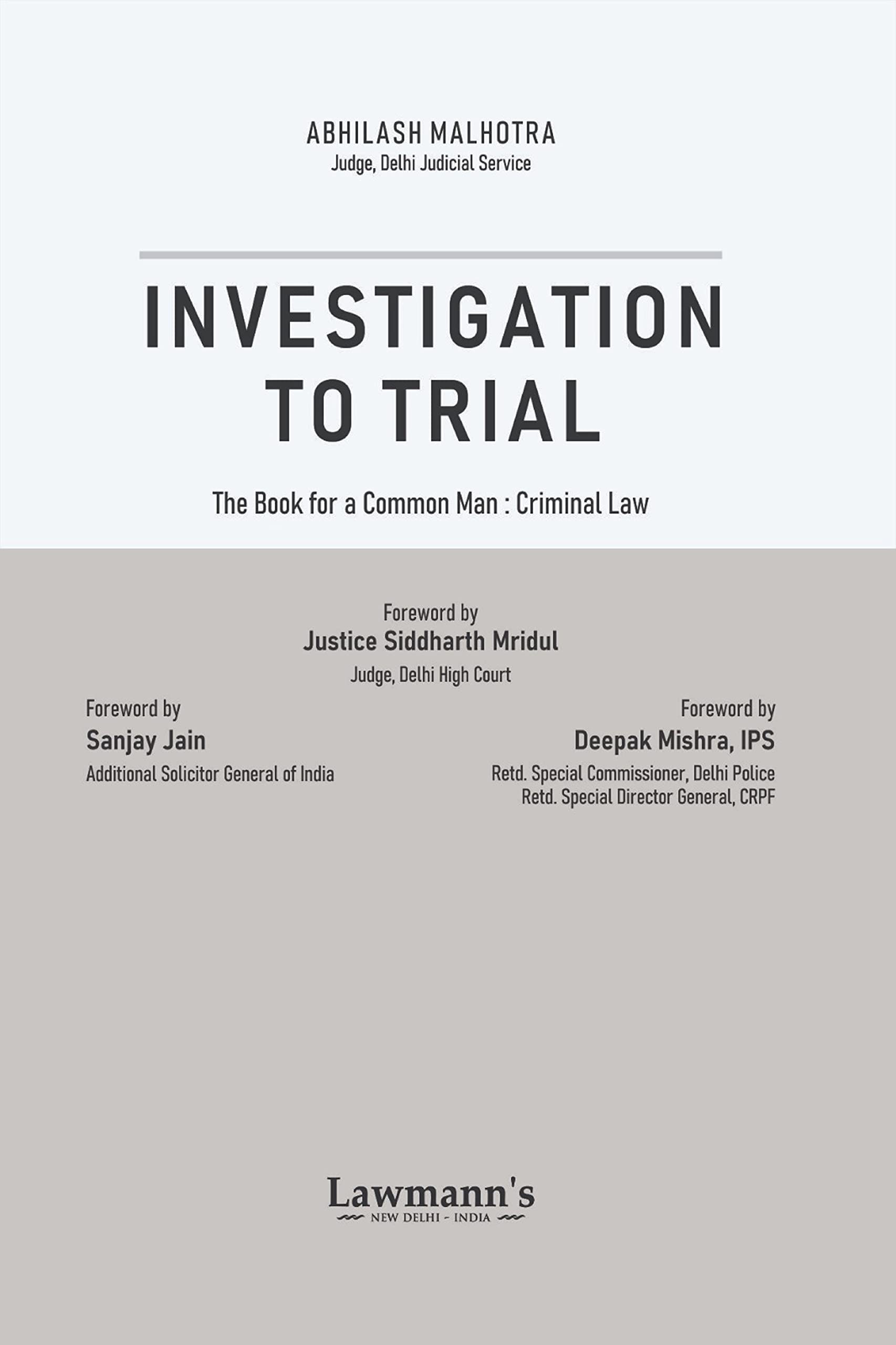 Lawmann's Investigation to Trial (The Book for a Common Man : Criminal Law)