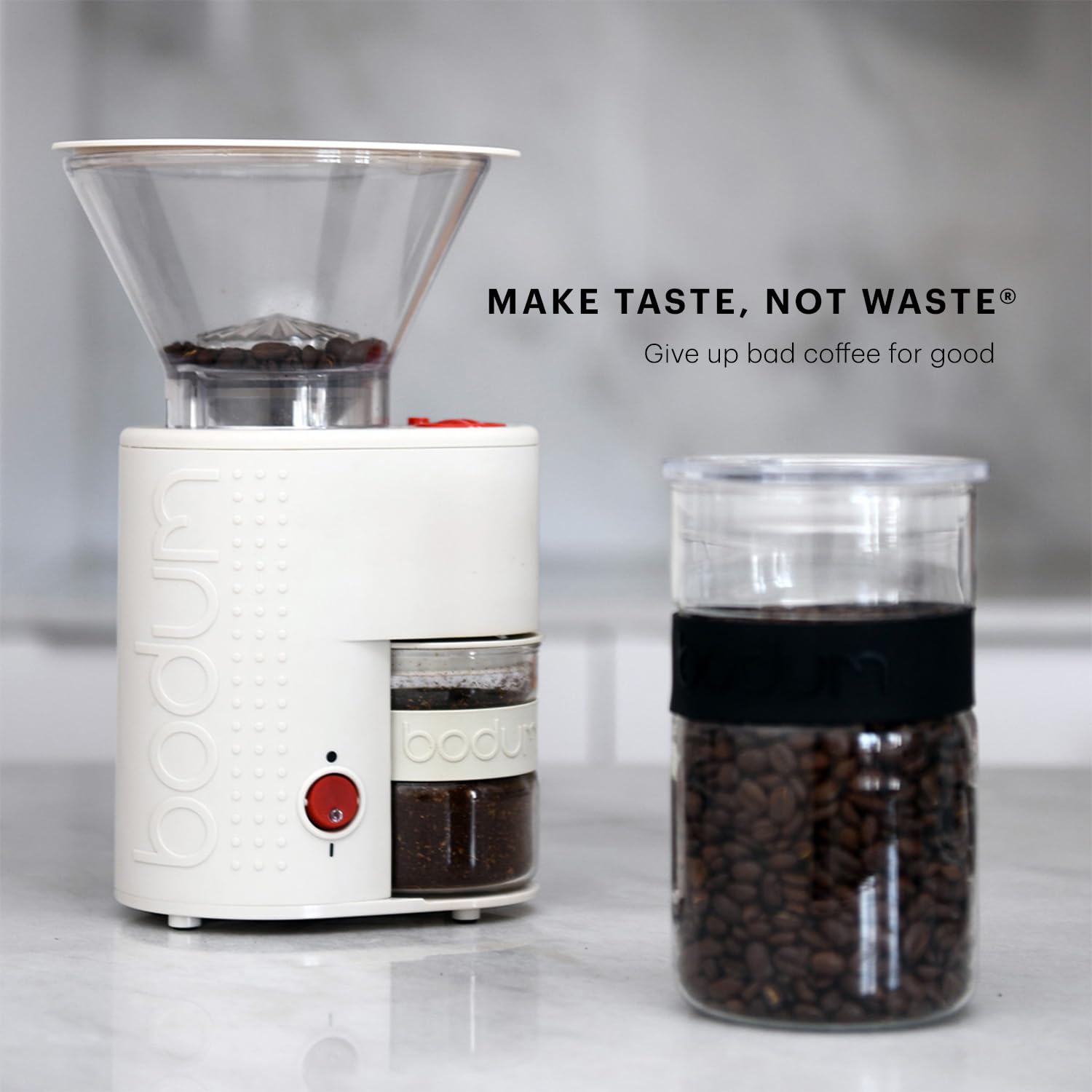 Bodum BISTRO Burr Grinder, Electronic Coffee Grinder with Continuously Adjustable Grind, White