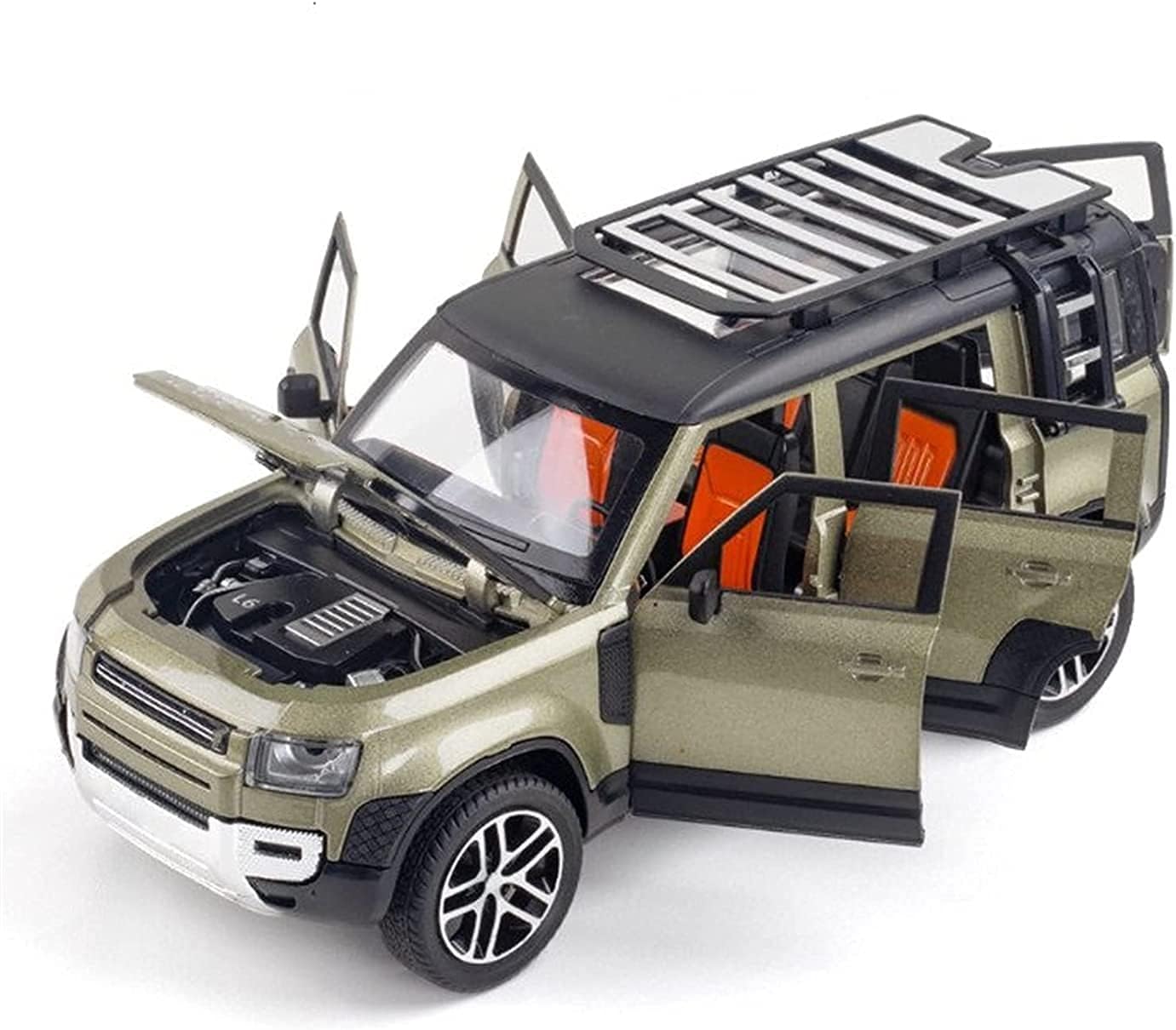 Model Car 1/24 Alloy DieCast For Land Rover For Defender Model Toy Car Simulation Sound Light Pull Back Collection Children Gifts Model Car (Color : Green)