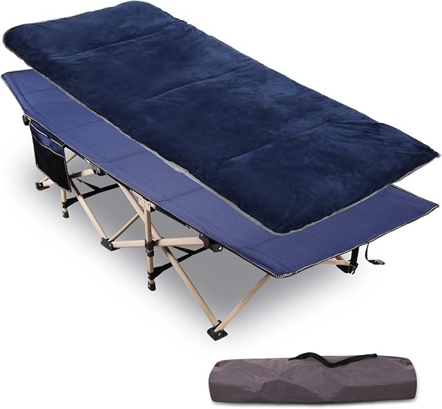REDCAMP Folding Camping Beds for adults, Heavy Duty Sturdy Camp Bed with Mattress, Stronge Thicker Tubes Sleeping Cot Outdoor Travel Office