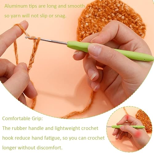 Miniatura 4 de Gancho de ganchillo ergonómico de 0.079 pulgadas, agujas de ganchillo para manos artríticas, agujas de tejer con mango suave principiantes y