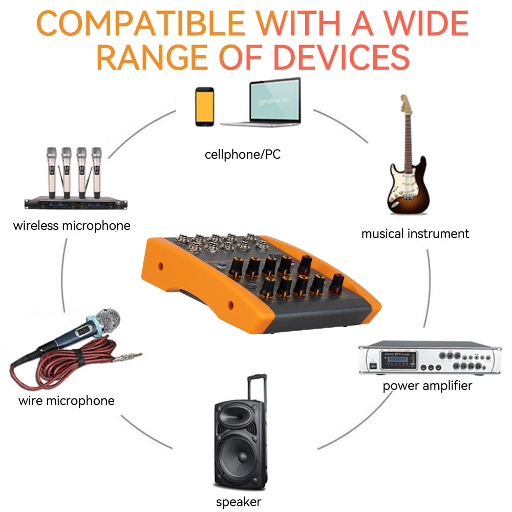 Mesa Mezclas DJ, Mezclador de audio de 8 canales Conmutación mono estéreo de bajo ruido, mini mezclador de guitarra/bajo/teclado