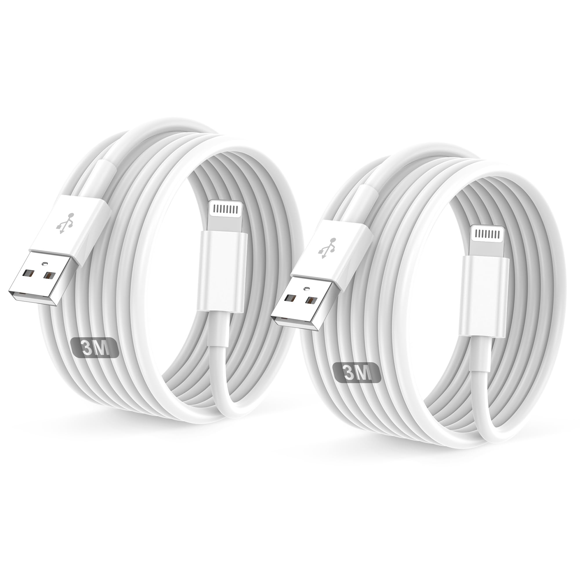 Cavo Per IPhone Originale Per Apple Certificato MFi,Cavetto USB Lightning Ricarica 2Pezzi 3M+3M Per iPhone 14/13/12/11/Pro/Pro Max/Min/XR/XS/X 8/7/6s/6/5/Plus/SE/SE 2/iPad Mini 4 caricatore cavi