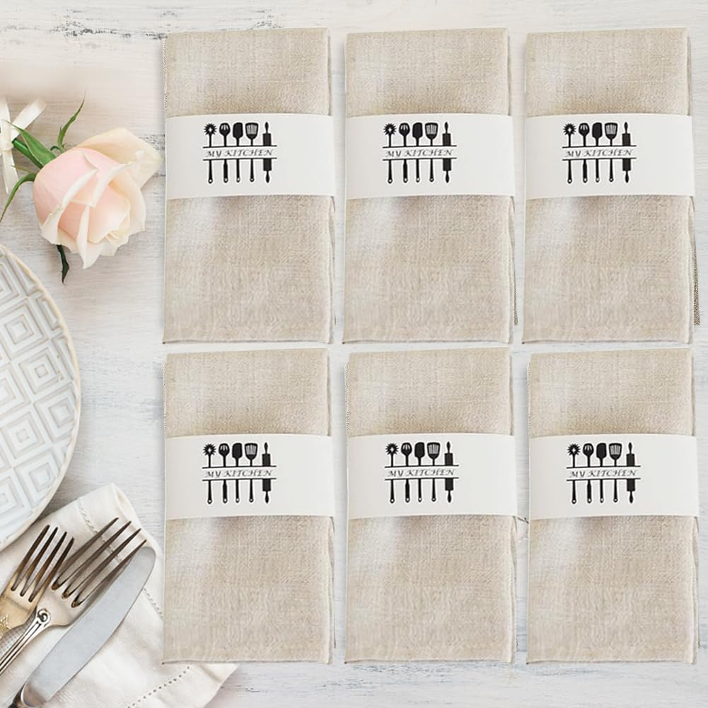 Shining House – Lot de 6 serviettes de table en lin durable vert 40x40cm – Lavables haute qualité – Pour Noël, mariage, repas quotidien