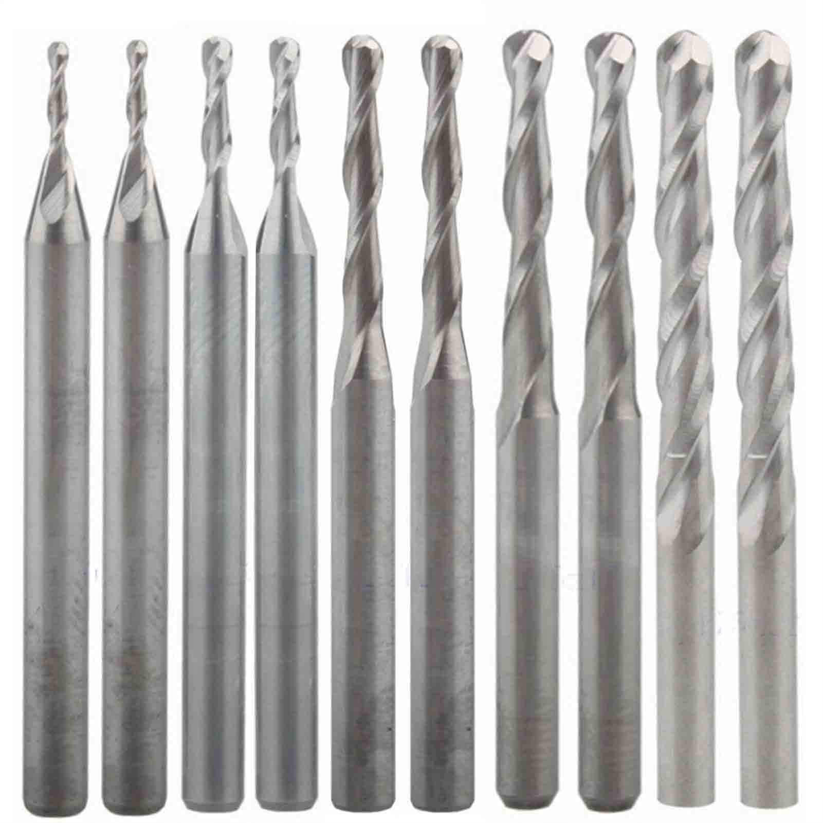 BERWENNY Carbide Ballnose End Mills Compatible with Wood Working Set Diameter 1mm-3.175mm CNC Engraving Router Bit Milling Cutter