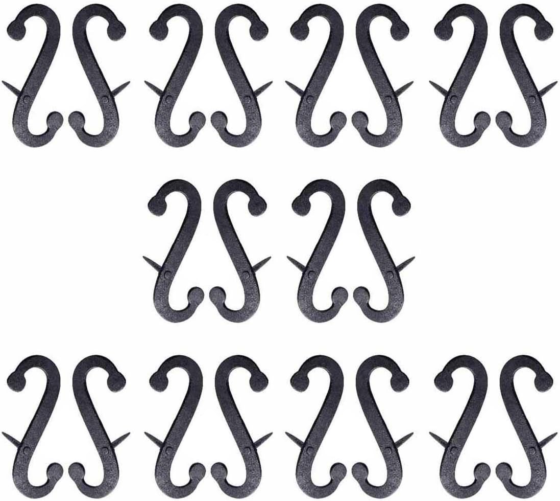 Renovators Supply Manufacturing Shutter Dogs Pair 6.25 in Black Decorative S Shaped Wrought Iron Shutter Dogs with Mounting Hardware Pack of 10