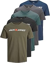 JACK & JONES Herren 5er-Set T-Shirts in verschiedenen Styles, Prints und Farben aus Baumwolle