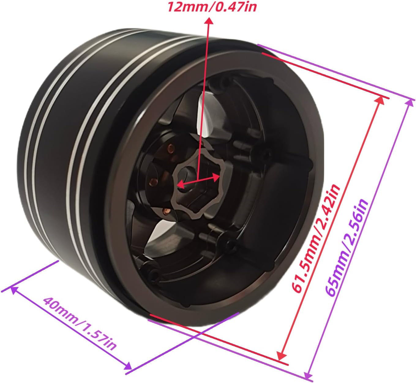 Aluminum 2.2 Beadlock Wheels, Featuring Retro Style RC Upgraded Wheels, Set of 4, for 1/10 RC Axial Ryft Wraith RR10 YETI SCX10 D90 TRX4 CC01. (Titanium color)