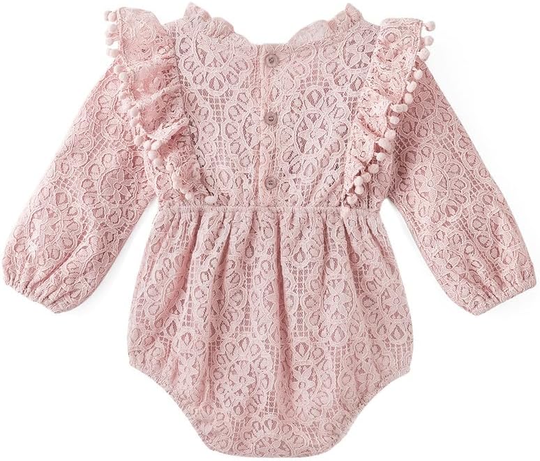 Simplee kids Baby Girls Rompers Long Sleeve Pompoms Infant Toddler Jumpsuit for Spring Fall Winter - Image 3